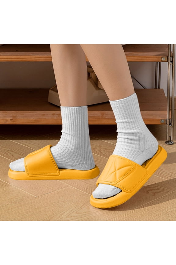 Sandals for Women,Mens Slippers Sandals for Women,EVA Anti-Slip Indoor & Outdoor Kids Slippers Smile Face Open Toe Spa Bath Pool Gym House Casual Shower Shoes Yellow 5.5-6