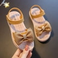 thumbnail image 1 of YYUIJK Toddler Girl Sandals - Bowknot Girl Dress Shoes Open Toe Little Kid Summer Flats Yellow 3 Little Kid, 1 of 4