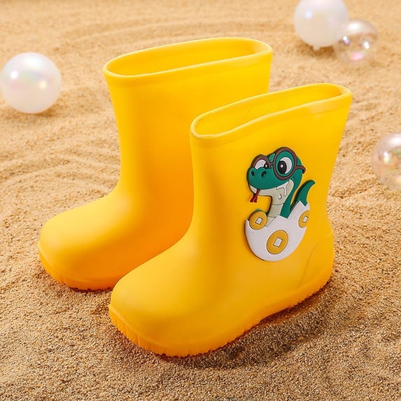 YYUIJK Toddler Kids Rain Boots for Girls Boys Waterproof Rainboots Easy-on Light Weight Chelsea Rain Shoes Yellow 6 Years