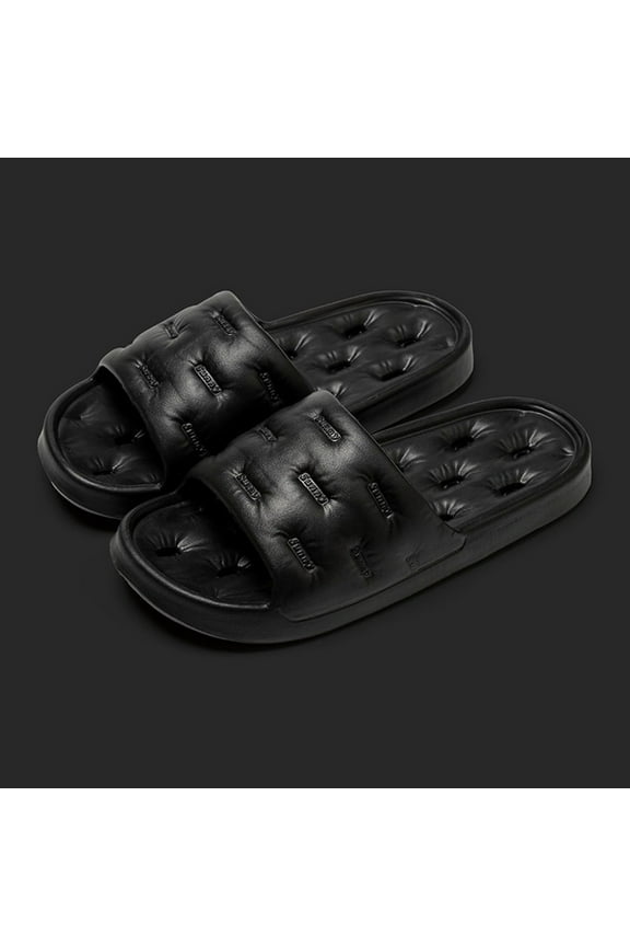 Unisex Cloud Slides for Women Men Cushion Recovery Pillow Sandals, Memory Foam House Shower Slippers for Woman, Non-Slip Comfort Quick Drying Black 9