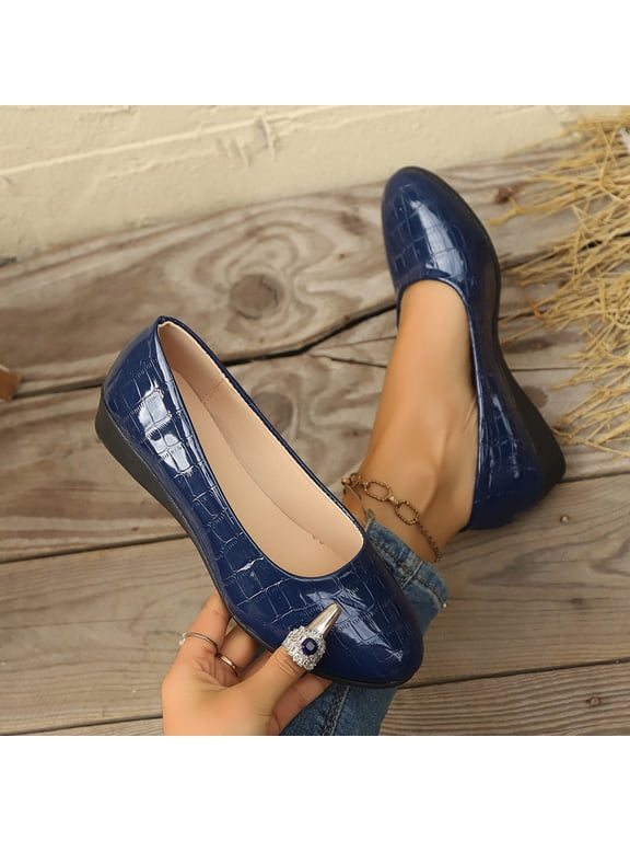 Women Ballets Flats Loafers for Women Slip on Shoes Black Flats Shoes Comfortable Work Shoes for Women Dark Blue 6.5