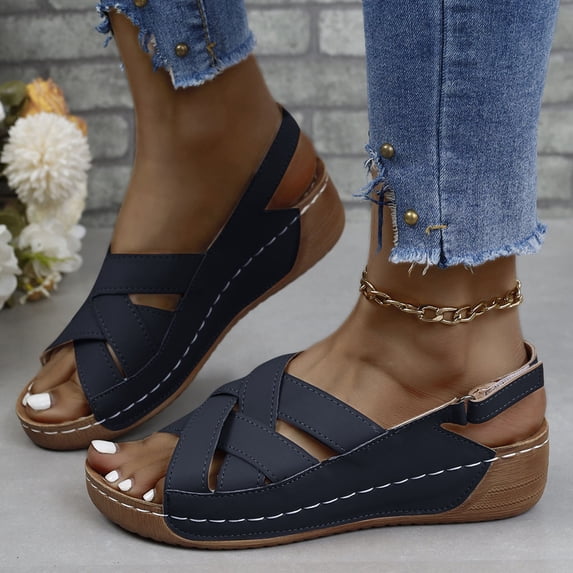 YYUIJK Women Sandals Shoes Comfortable Orthopedic Sandals Womens Dressy Summer Casual Walking Wedges Black 9