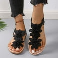 thumbnail image 1 of YYUIJK Women Sandals ,Women's Flat Slide Sandals - Fashionable Elastic Ankle Strap Comfortable Flat Summer Sandals Black 7.5, 1 of 7