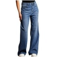 thumbnail image 1 of YYUIJK Women Wide Leg Jeans Low Waist Baggy Jeans Loose Boyfriends Trousers Denim Pants Y2K 90s Streetwear Blue XL, 1 of 7