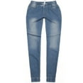 thumbnail image 1 of YYUIJK Women’s Casual Distressed Stretch Jeans Elastic Waist Jean Denim Pants Light Blue S, 1 of 6