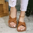 thumbnail image 1 of YYUIJK Women's Flat Slide Sandals Clearance Sale - Fashion Slip On Summer Sandals For Women Brown 9, 1 of 7