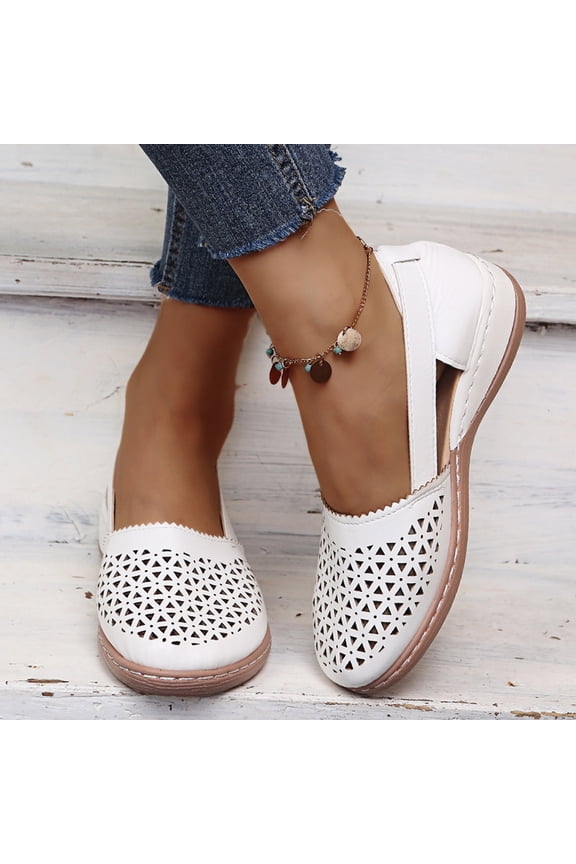 Women's Flats Shoes Ballet Flats Dress Shoes Comfortable PU Leather Slip on Shoes for Women White 7.5