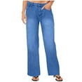 thumbnail image 1 of YYUIJK Womens Baggy High Waist Jeans Loose Straight Wide Leg Boyfriend Jeans Casual Denim Pants with Pockets Dark Blue S, 1 of 5
