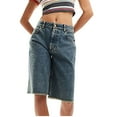 thumbnail image 1 of YYUIJK Womens Denim Shorts Loose High Waisted Bermuda Shorts Summer Designed Ladies Boyfriend Hot Denim Jeans Casual Knee Length Short Pants Blue M, 1 of 6