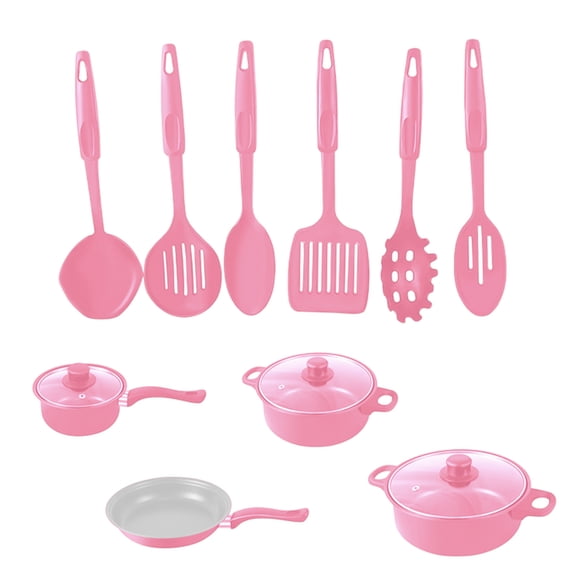YYUZH 13-Piece Non-Stick Cookware Set Includes Frying Pan Milk Pot Soup Pots and Spatulas, Even Heat Distribution for Daily Kitchen Cooking