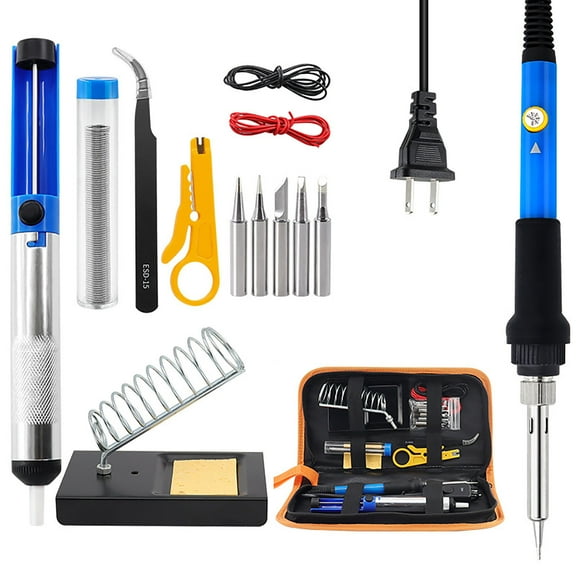 YYUZH 15-Piece Soldering Iron Kit with Constant Temperature Control, 110V 60W Electronic Soldering Tool for DIY Projects and Home Repair, Includes Stand and Tweezer for Hobbyists