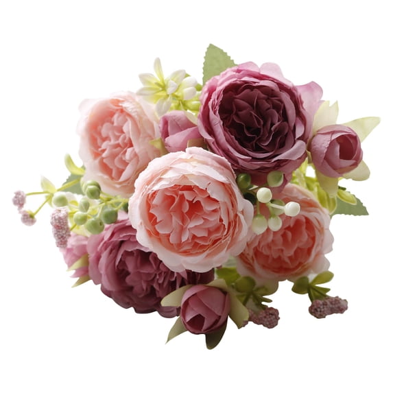 YYUZH 1PCS Artificial Flowers Silk Hydrangea Peony Foam Roses Combo for DIY Wedding Bouquet Centerpiece Arrangement Bridal Shower Party Home Decor Pink