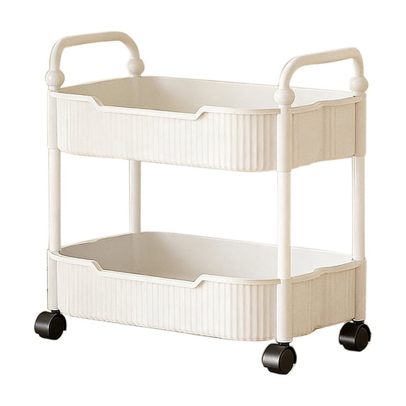 YYUZH 2-Tier Rolling Storage Cart, Multi-Purpose Organizer with Wheels for Kitchen, Bathroom, Living Room, Easy to Move Cart