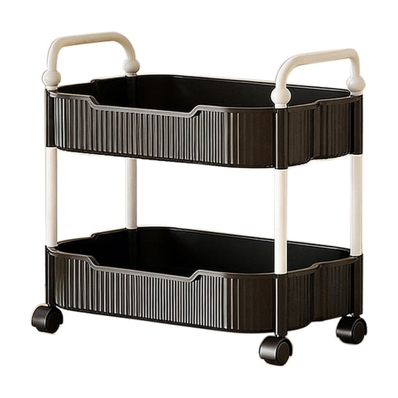 YYUZH 2-Tier Rolling Storage Cart, Multi-Purpose Organizer with Wheels for Kitchen, Bathroom, Living Room, Easy to Move Cart