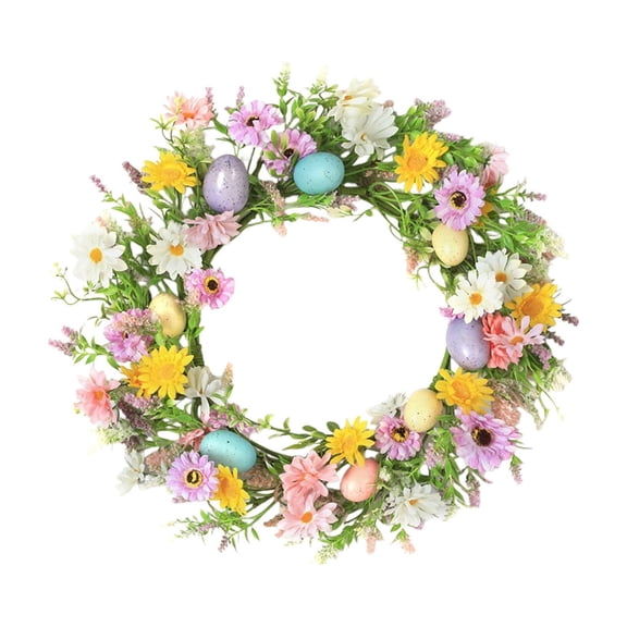 YYUZH 20-Inch Spring Easter Egg Wreath with Berries and Leaves for Holiday Decor and Festive Door Decoration