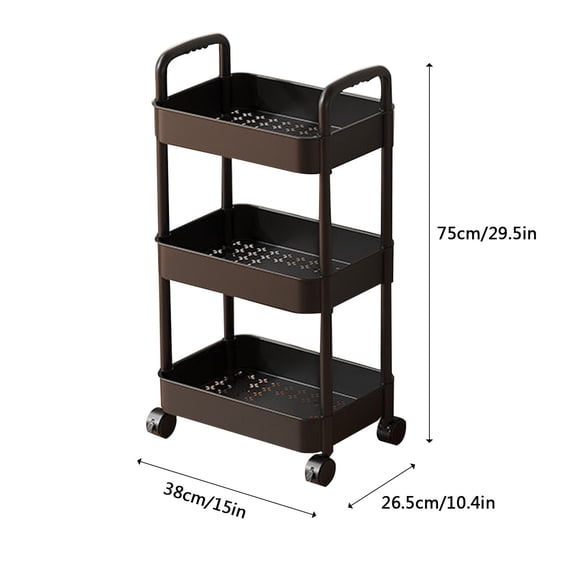 YYUZH 3-Tier Rolling Storage Cart with Wheels Organizer for Kitchen Living Room Office Bathroom Multi-Purpose Mobile Storage Shelf Black White