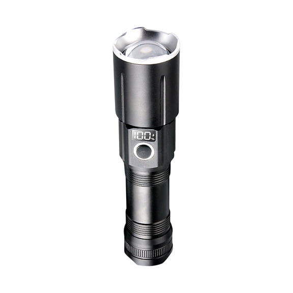 YYUZH 30W White LED Rechargeable Flashlight with 1200m Long Range, Zoomable Focus for Outdoor Camping, Hiking, and Emergency Lighting, Portable and Durable