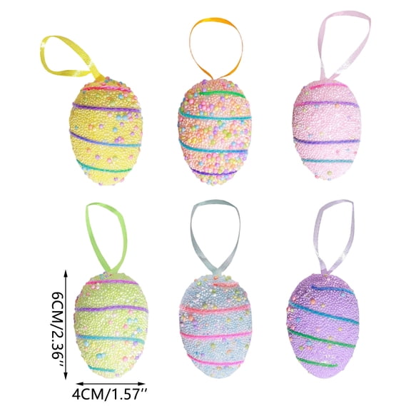 YYUZH 6-Piece Colorful Easter Egg Hanging Decorations with Durable Foam Material for Indoor Outdoor Spring Party Tree Garland and Wreath Festive Ornaments