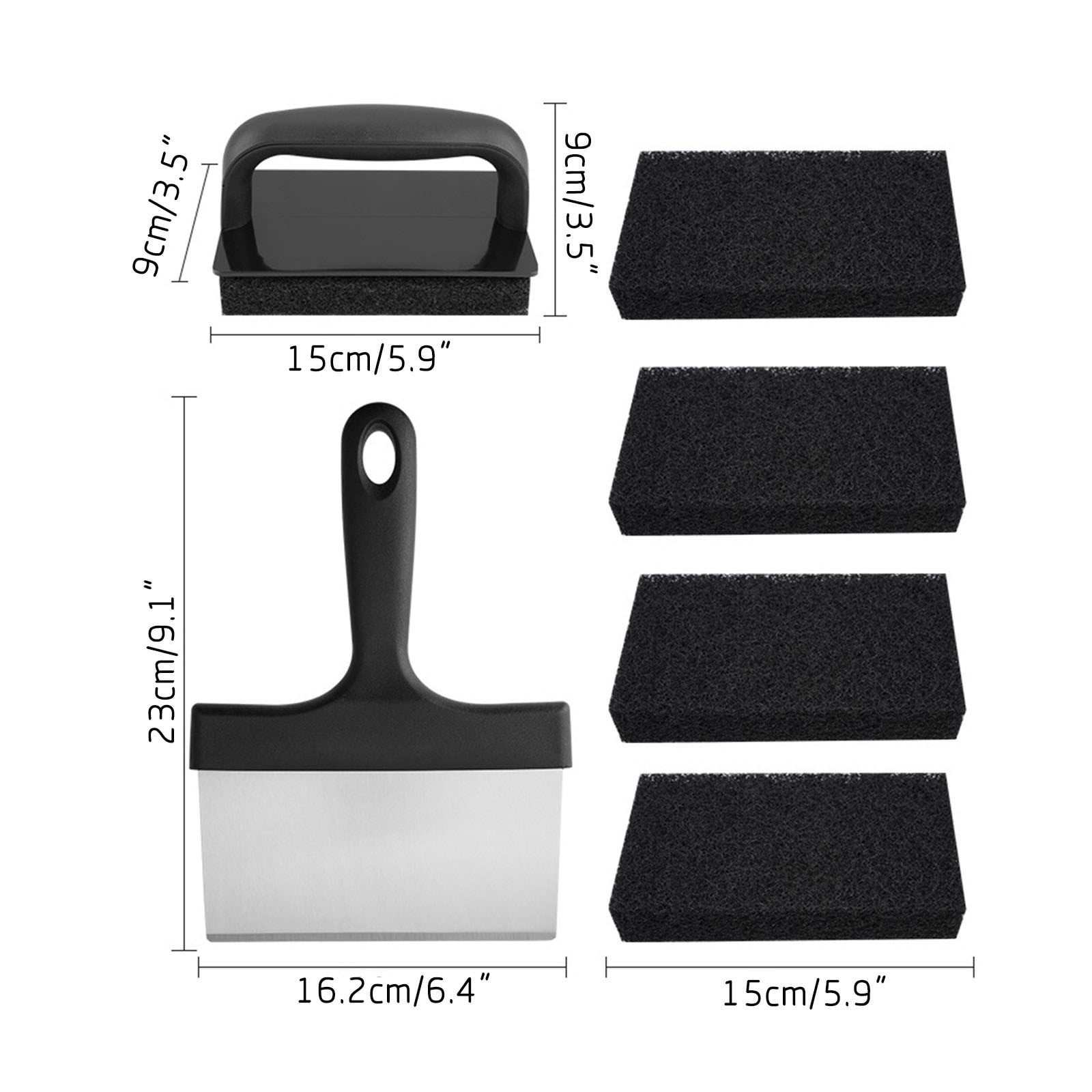 YYUZH 7-Piece Stainless Steel Barbecue Cleaning Tools, Heavy Duty Grill Scraper and Brush for BBQ Grill and Outdoor Cooking Maintenance