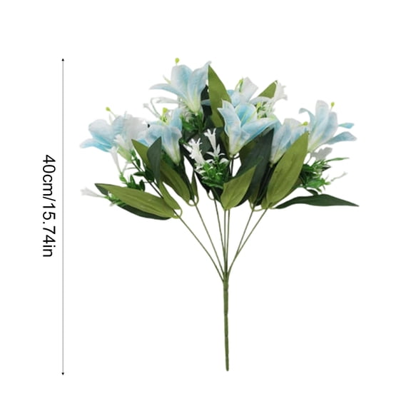 YYUZH Artificial Lilies Flowers Fake Lilium Bouquet with Green Leaves for Home Decor Table Centerpieces Wedding Party Event Decoration