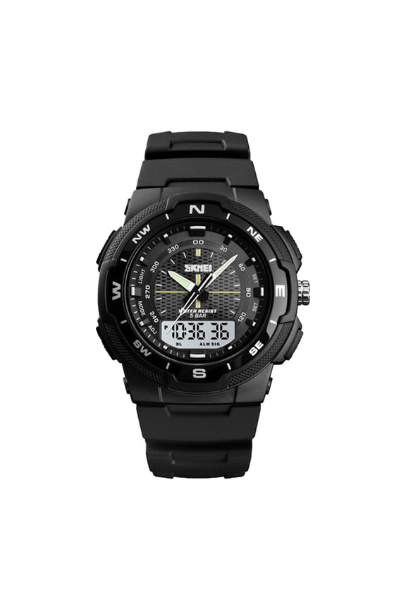 Digital Sports Watch with Rose Gold Steel Strap and Large Dial - Multi-Function Watch for Outdoor and Campus Activities, LED Backlight, Durable