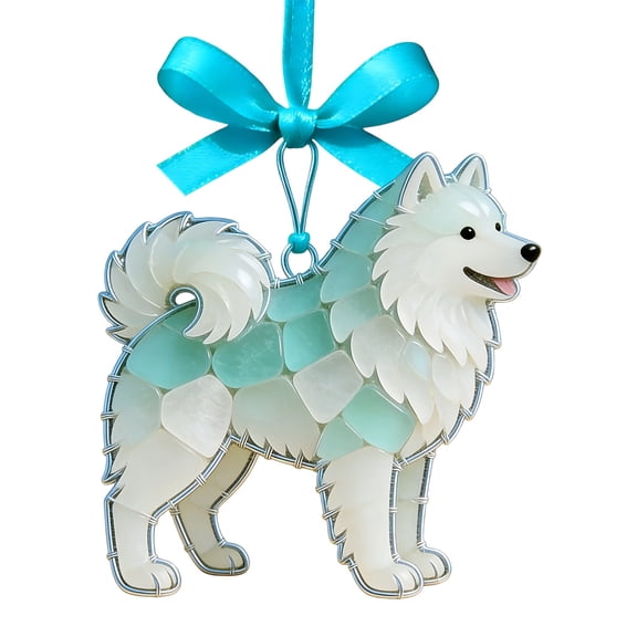 YYUZH Handmade Sea Glass Dog Figurine Ornament - Ocean Themed Hanging Decor for Home and Car