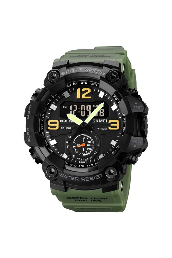 Outdoor Digital Watch with Large Dial Camouflage Design Water Alarm Stopwatch for Men's Sport Adventure