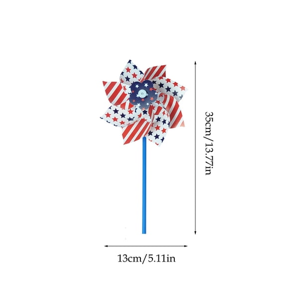 YYUZH Patriotic Windmill Pinwheels, Red White and Blue Star Stripes Decor for Party and Outdoor, Festive Toy and Ornament Set, 35cm Height Multicolor
