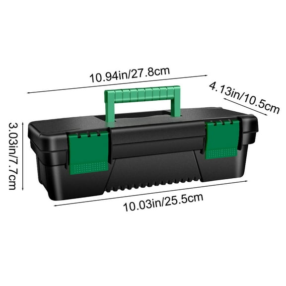 YYUZH Plastic Tool Box Organizer with Removable Tray and Double Lock, Portable 10-Inch Storage Case for Home Repair, Car Maintenance, Tools, Black