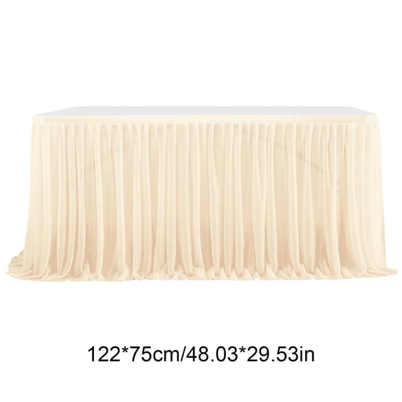 YYUZH Polyester Tulle Table Skirt, Reusable Party Table Cover for Wedding Birthday Banquet Decor, Ruffled Chiffon Fabric, Wrinkle-Resistant, 30x48ines