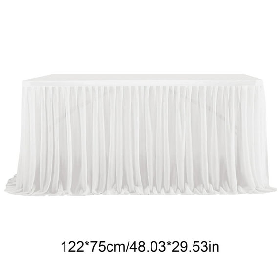 YYUZH Polyester Tulle Table Skirt, Reusable Party Table Cover for Wedding Birthday Banquet Decor, Ruffled Chiffon Fabric, Wrinkle-Resistant, 30x48ines