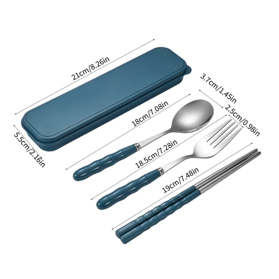 YYUZH Portable Cutlery Set, Stainless Steel Travel Utensils with Case Includes Chopsticks Spoon Fork, Compact for On-the-Go Dining, Camping, Office, and Picnic