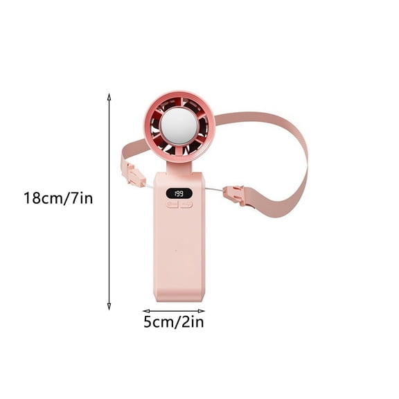 YYUZH Portable Transparent Handheld Fan with Colorful LED Light and Lanyard, 3 Speed Settings USB Rechargeable for Travel, Beach, and Personal Cooling