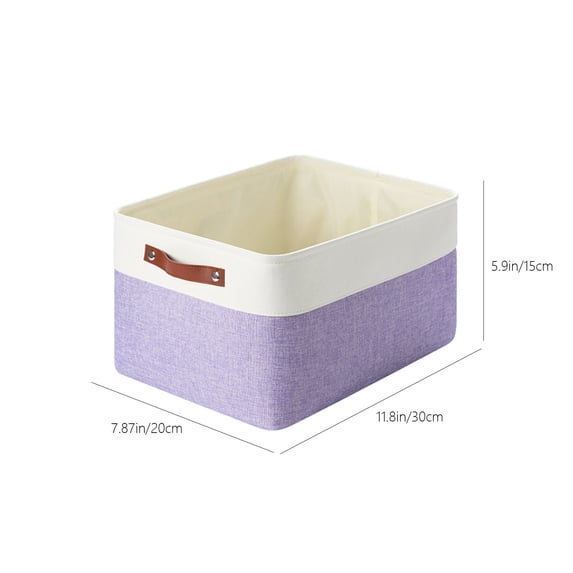 YYUZH Purple Fabric Folding Storage Box for Wardrobe Toys and Snacks Organization, Collapsible Bin with Handles and Space Saving Organizer, Multipurpose Container for Closet and Home Decor