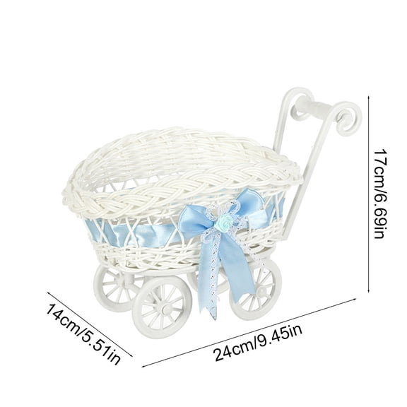 YYUZH Rolling Cart Woven Storage Basket with Handle, Mobile Kitchen Utility Cart, Multi-Purpose Farmhouse Style Organizer for Living Room Snacks Toys, Rustic Home Decor