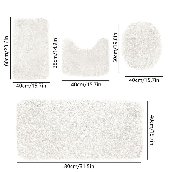 YYUZH Solid Color 4-Piece Bath Mat Set, Luxury Plush Bathroom Rugs, Fast-Drying Absorbent Toilet and Shower Mats with Stable Backing, Machine Washable Home Decor