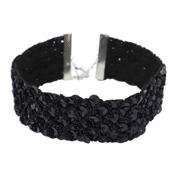 YYUZH Sparkling Sequin Choker Necklace, Metal Sequin Collar with Velvet Lining for Women, Fashionable for Evening or Casual Wear