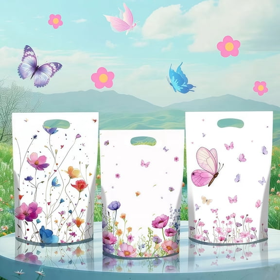 YYUZH Spring Floral Tote Bags Set of 25 Reusable Canvas Bags with Handles for Party Favors Gift Giving and Shopping