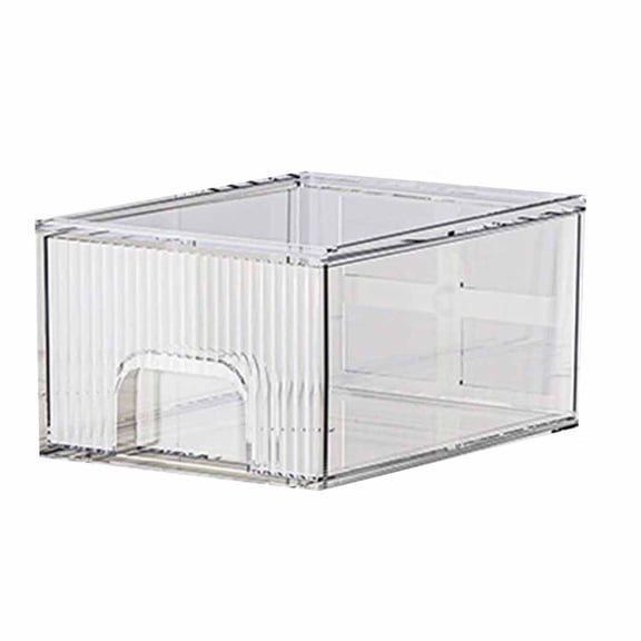 YYUZH Transparent Acrylic Pull Out Storage Box 18x14x10cm Organizer for Cosmetics Household Items Clear Drawer Box with Non Slip Base