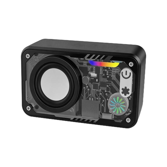 YYUZH Transparent Mechanical Style Bluetooth Speaker with RGB Light Strips Portable Wireless Audio for Desktop Decor