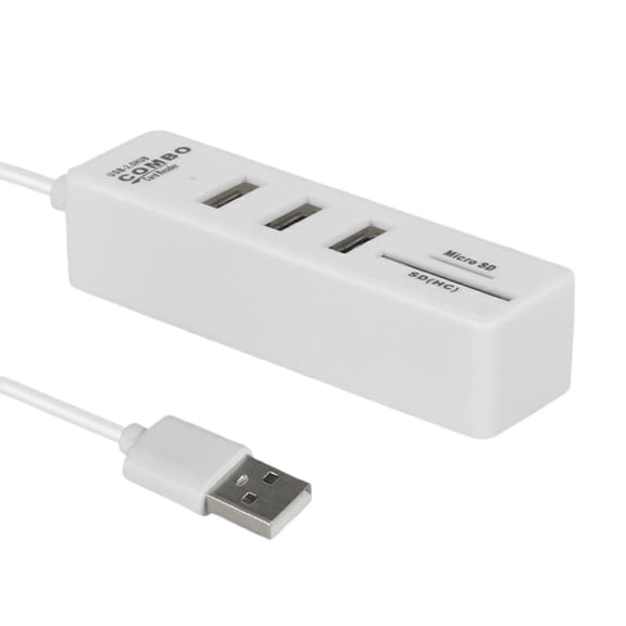 YYUZH USB 2.0 Hub with Built-in Card Reader - 5-Port USB Expansion Hub for Computer Laptop Data Transfer High-Speed Portable Hub for Flash Drive Keyboard Mouse