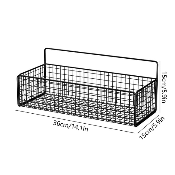 YYUZH Wall Mounted Metal Storage Basket, No-Drill Hanging Organizer Rack for Bathroom Kitchen Pantry, Sturdy Wire Basket with Multi-Use Design