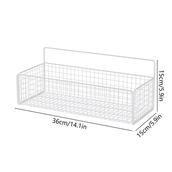YYUZH Wall Mounted Metal Storage Basket, No-Drill Hanging Organizer Rack for Bathroom Kitchen Pantry, Sturdy Wire Basket with Multi-Use Design