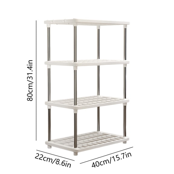 YYUZH White 4-Tier Storage Shelf, Stackable Organizer Rack for Pantry, Kitchen, Bathroom, Closet, Easy Assembly and Space-Saving Design