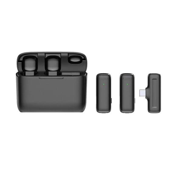 YYUZH Wireless Lavalier Microphone Set with Charging Case, 2.4G Noise Cancelling for Streaming Recording, Type-C Plug and Play, 2 Transmitters 1 Receiver