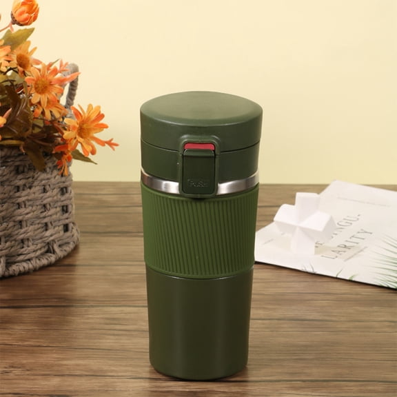 YYV 304 Stainless Steel Insulated Cup Solid Color Coffee Cup With Rubber Cover One Click Mechanism Car Household Travel Mug Thermal Drinkware