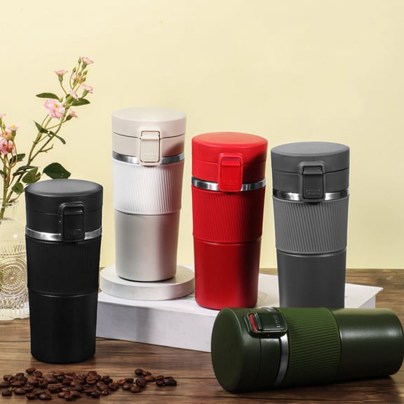 YYV 304 Stainless Steel Insulated Cup Solid Color Coffee Cup With Rubber Cover One Click Mechanism Car Household Travel Mug Thermal Drinkware
