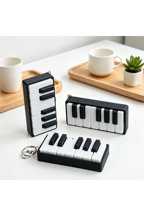 3D Printed Piano Key Pendant Desktop Ornament Musical Keychain Acrylic Printed Mini Sculpture Modern Home Office Tabletop Gift For Musicians And Decor Fans