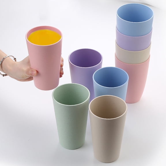 YYV 500ml Mouthwash Cup, Household Brushing Cup, Wheat Straw Milk Cup, Durable, Eco-Friendly, Portable, Bathroom Drinkware, 17 oz.