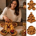 thumbnail image 1 of YYV Christmas Wooden Divided Serving Tray, Handmade Holiday Snack Platter, Rustic Compartment Tray for Appetizers, Dessert, and Party Serving, 1 of 8